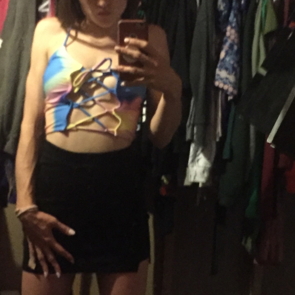 Rainbow Rave Lace-Up Top - Picture 3 of 8
